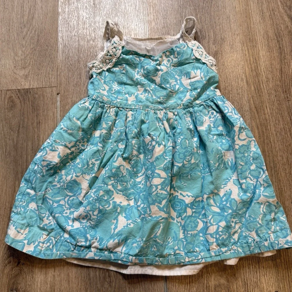 Lilly Pulitzer Girls Sz 3 Dress Blue Print Summer Party Brunch Vacation